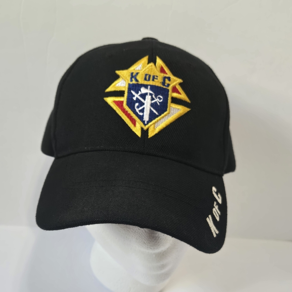 Knights of Columbus K of C Embroidered Baseball Cap Hat Black Adjustable Cap Kin - Picture 2 of 6